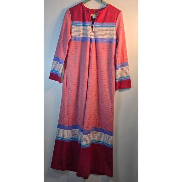 Vintage 1970's Joseph Magnin The Farr West Fuzzy RARE Striped House Coat, Sz L